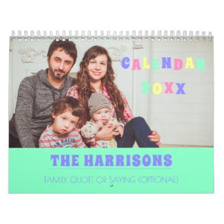 Family Photo Vintage Custom Text Pastel Colors Cal