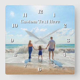 Family Photo Wall Clock Personalized Text