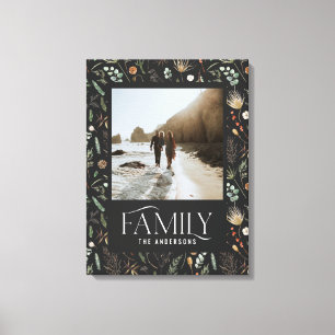 Family photo watercolor botanical elegant modern canvas print