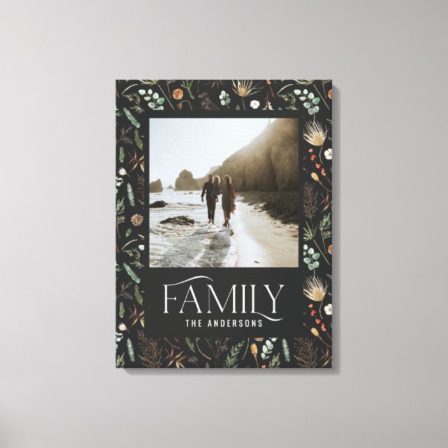 Family photo watercolor botanical elegant modern canvas print (Front)
