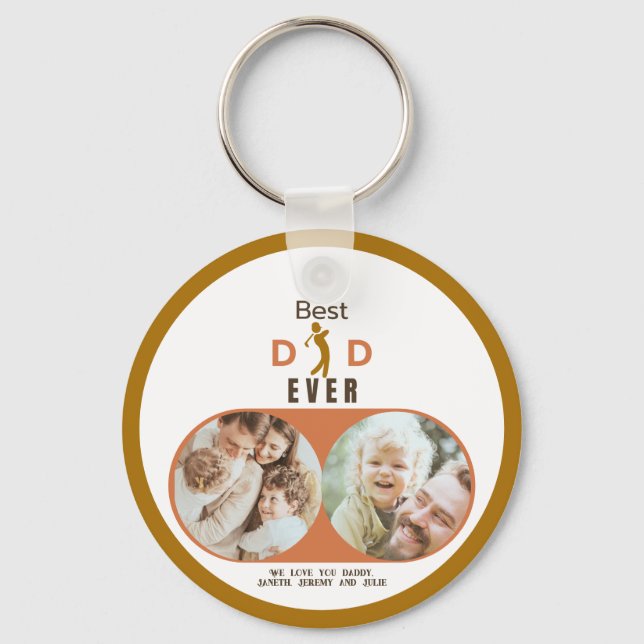 Family Photo We Love You Best Dad Ever Fathers Day Keychain (Front)