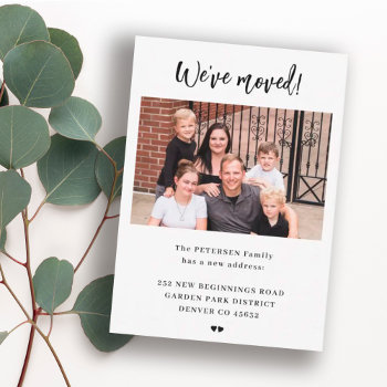 Family Photo We Moved Script Moving Announcement by invitations_kits at Zazzle