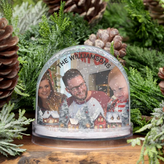 FAMILY PHOTO WINTER SCENE BORDER SNOW GLOBE (Winter)