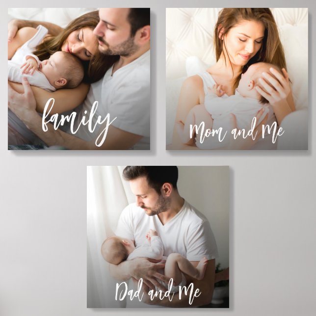 Family Photo with New Baby Nursery Decor Acrylic Photo Tile (Front Set)