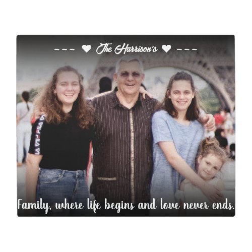 Family Photo With Quote Personalized Metal Print
