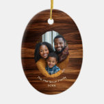 Family Photo Wood Oval Personalized Christmas  Ceramic Ornament