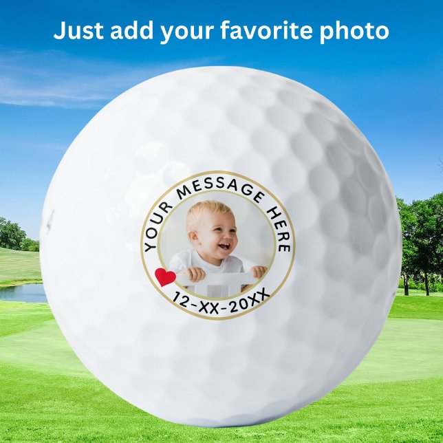 Family Photo Your Message Date Golf Balls (Creator Uploaded)