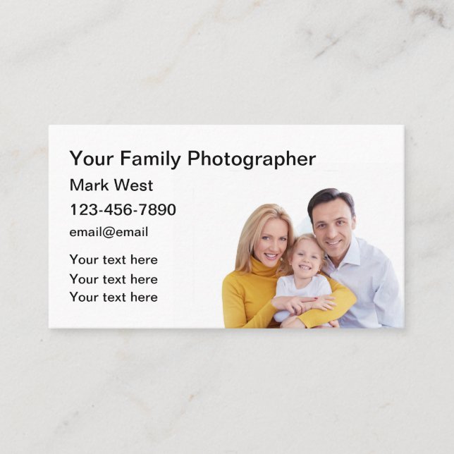 Family Photographer Simple Business Cards (Front)