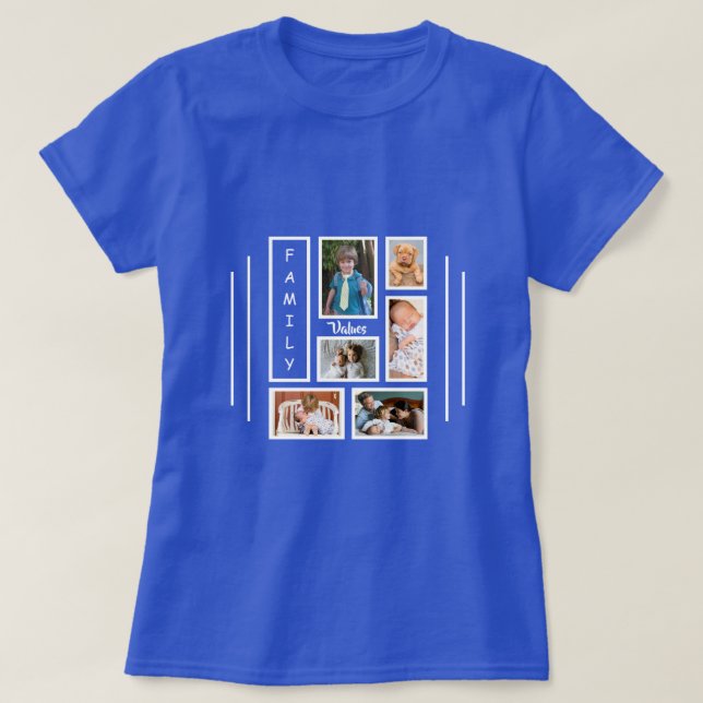 Family Photography Collage Overlay Personalized T-Shirt (Design Front)