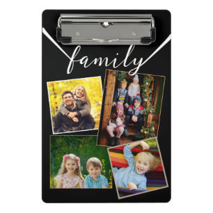 Family Photos 4 Pictures Custom Gallery Black Mini Clipboard