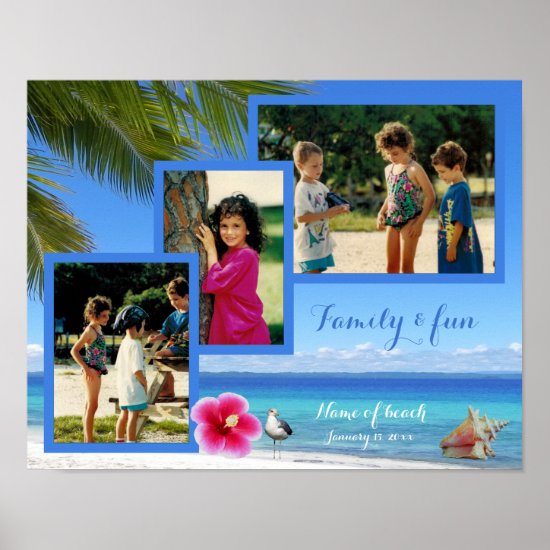 Family Photos Beach Collage Poster