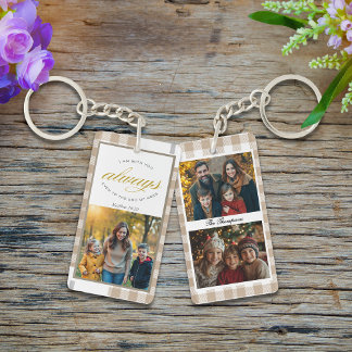 Family Photos Beige Modern Scripture Keychain