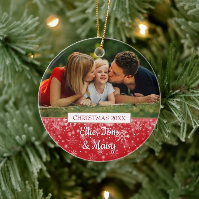 Family Photos Christmas Ceramic Ornament (Tree)