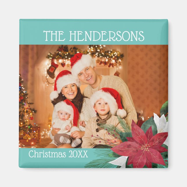 Family Photos Christmas Magnet Poinsettia (Front)