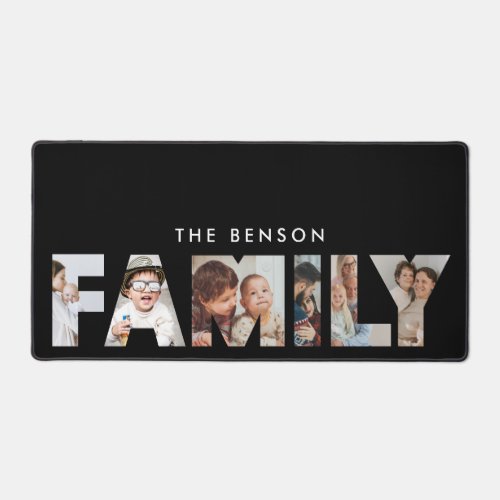 Family Photos Collage Home Office Decor Black Desk Mat