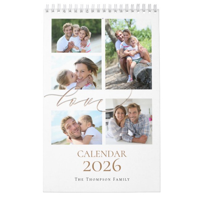 Family Photos Collage Love Script 2027 Calendar (Cover)