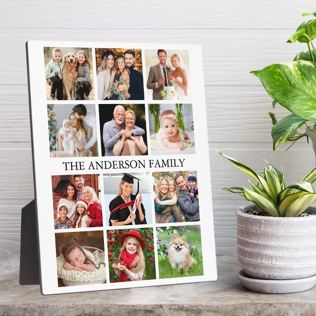 Family Photos Collage Plaque (Customize to change text size, text style or background color.)