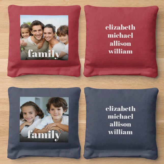 Family Photos Custom Cornhole Bags (Wood)