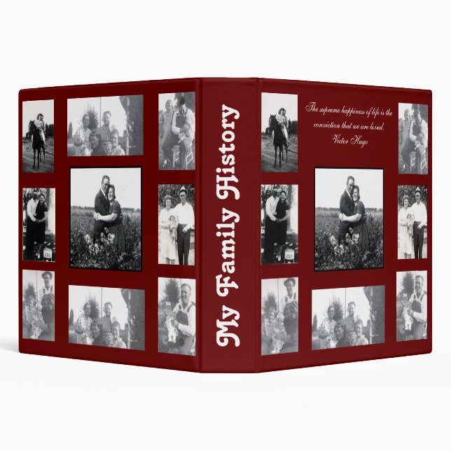 Family Photos Love Quote My Family History Red 3 Ring Binder (Background)