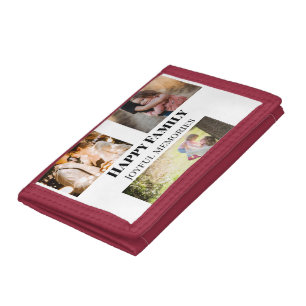 family photos memories add family name picture tri-fold wallet