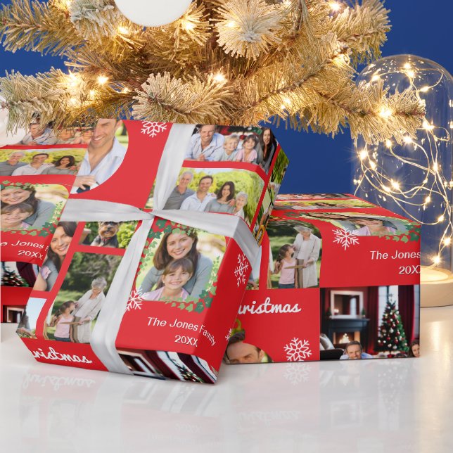 Family Photos Merry Christmas Personalized Wrapping Paper (Holidays)