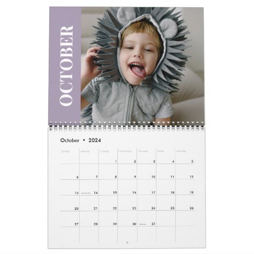 Family Photos Months In Elegant Font Calendar