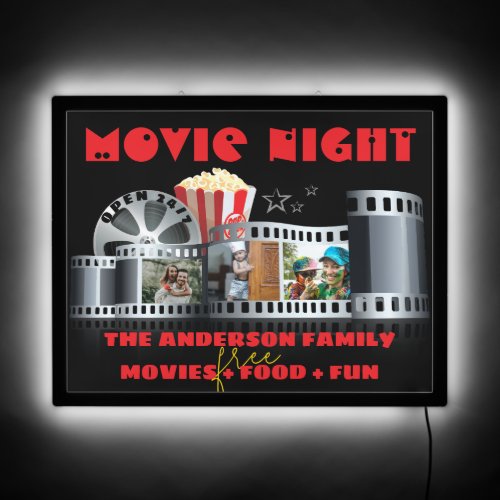 Family Photos Movie Night Home Movie Theater 247 LED Sign