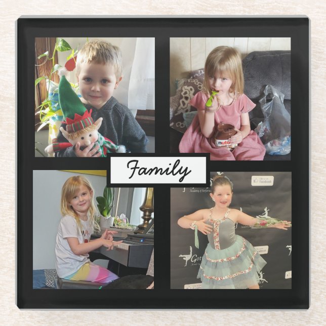 Family Photos Personalized   Glass Coaster (Front)