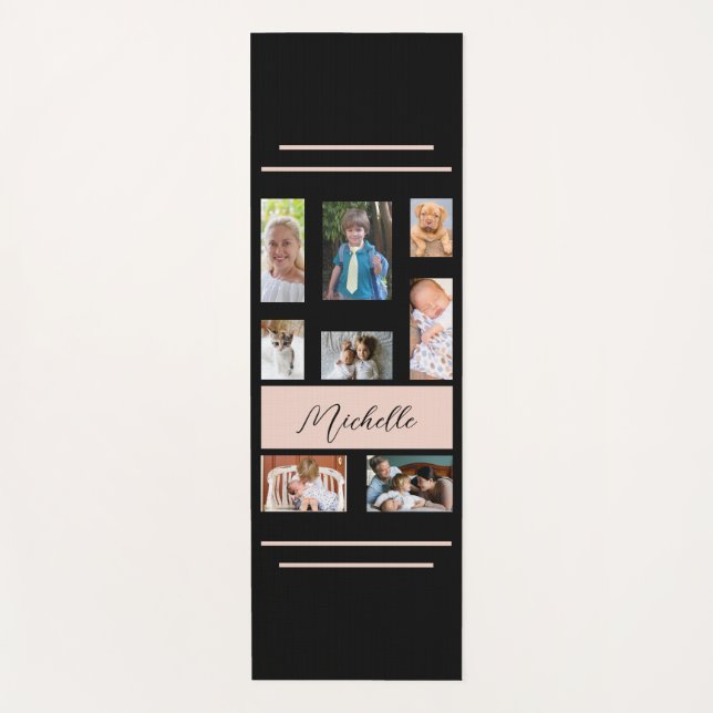 Family Photos Personalized Name Yoga Mat (Front)