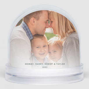 Family Photos Script Christmas Holidays Custom Snow Globe