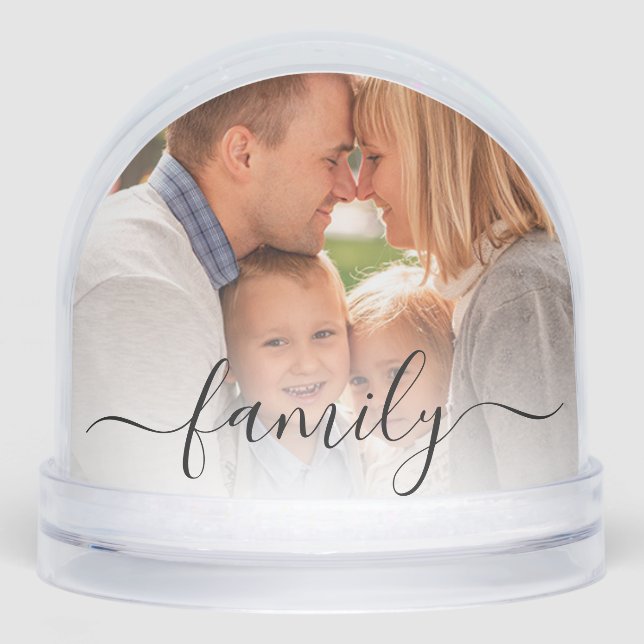 Family Photos Script Christmas Keepsake Custom Snow Globe (Front)
