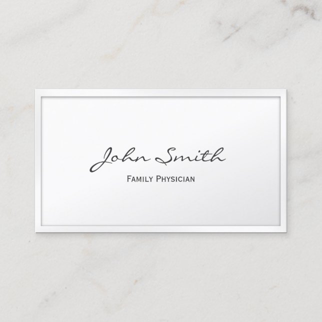 Family Physician Classy White Framed Business Card (Front)