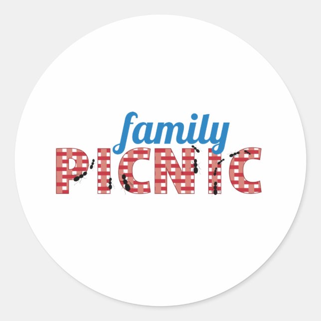 Family Picnic Ants Classic Round Sticker (Front)
