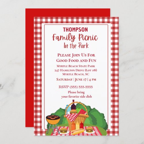 Family Picnic Barbecue Cookout Grilling Invitation