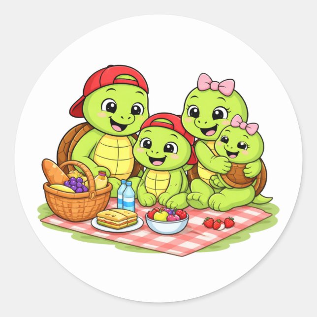 Family Picnic Classic Round Sticker (Front)