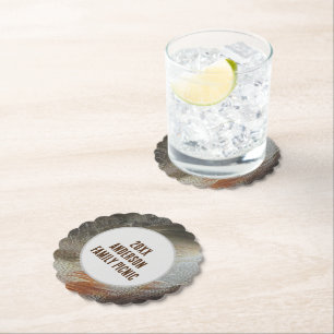 Family Picnic Feather Photo Reunion Event Paper Coaster