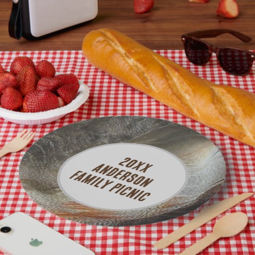 Family Picnic Feather Photo Reunion Event Paper Plates