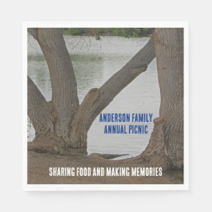 Family Picnic Lakeside View Outdoor Gathering Napkins