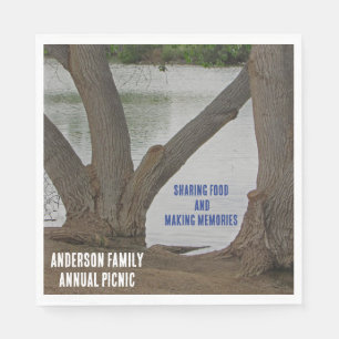 Family Picnic Lakeside View Outdoor Gathering Napkins