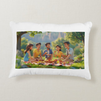 Family Picnic Point Design Pellow Accent Pillow