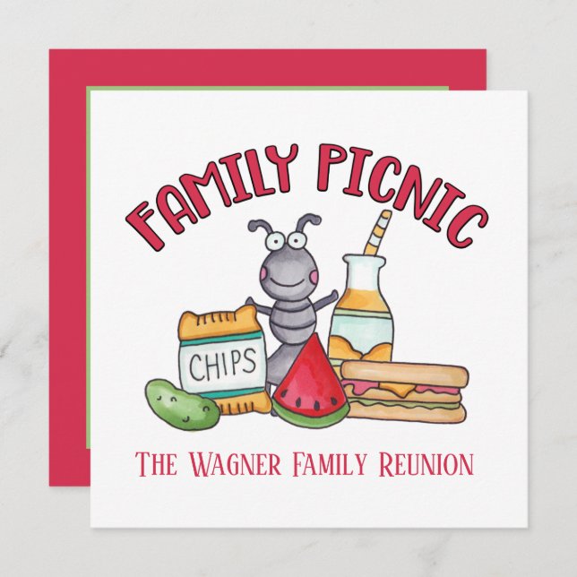 family picnic reunion add text  note card (Front/Back)