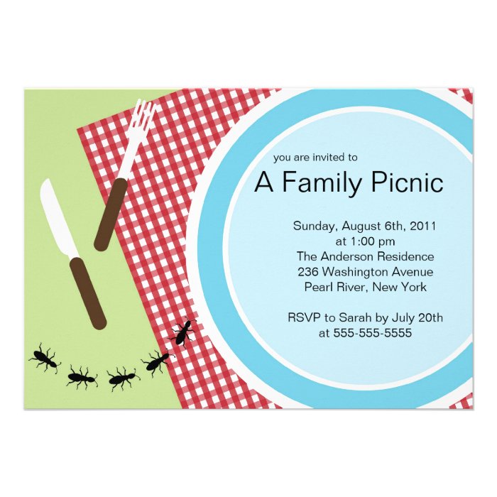 Family Picnic Summer BBQ Bash Party Invitation