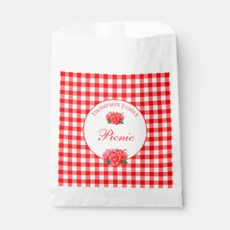 Family Picnic Summer Party Gingham Favor Bag