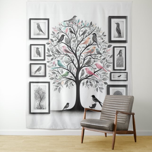 Family Pictures Tree 01 Tapestry (In Situ)