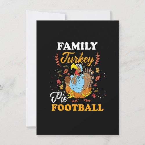 Family Pie Football Thanksgiving _ Cartoon Turkey  Invitation