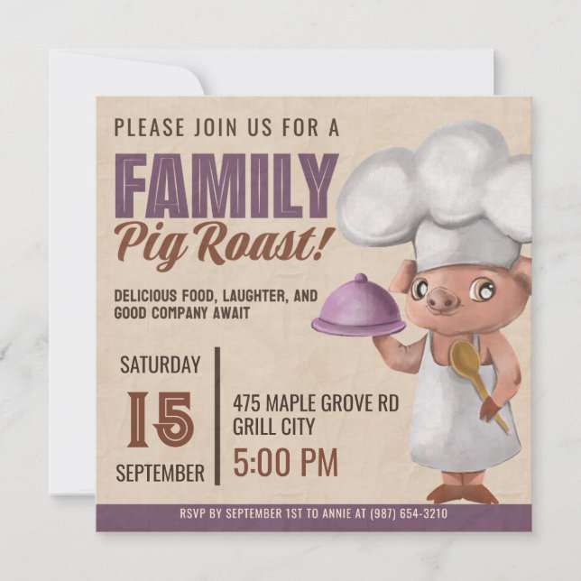 Family Pig Roast Pit Master Chef Invitation (Front)