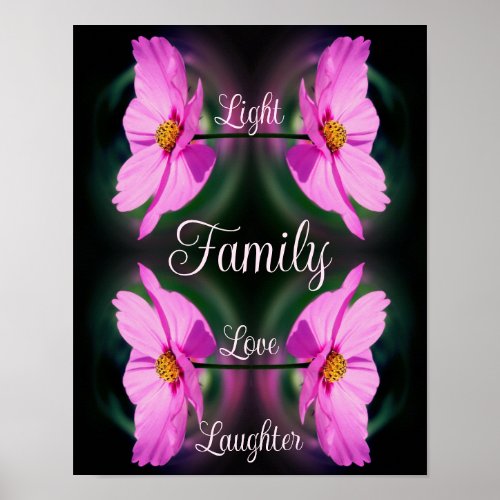 Family Pink Flower Abstract Inspirational Words Poster