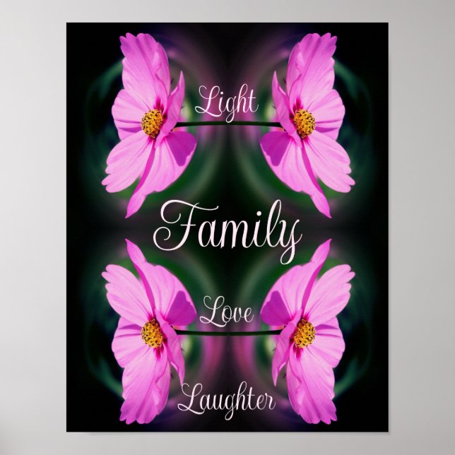 Family Pink Flower Abstract Inspirational Words Poster (Front)