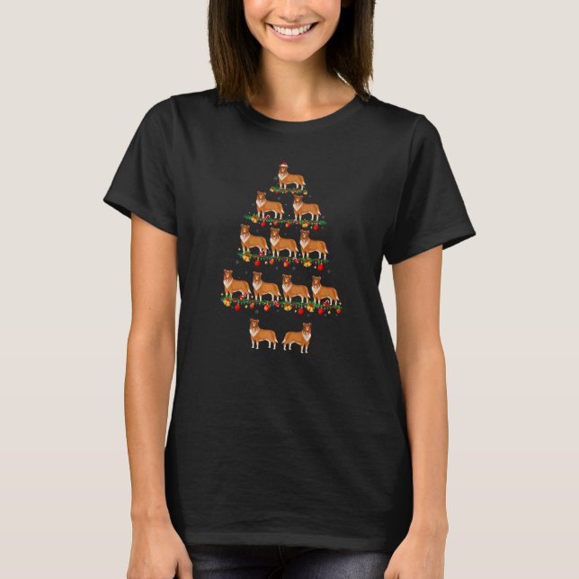 Family Pj Sets Christmas Matching Rough Collie Dog T-Shirt (Front)