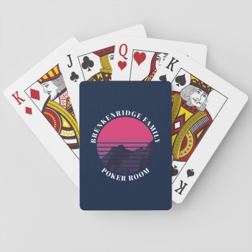 Family Poker Room Retro Sunset Mountains Custom Playing Cards